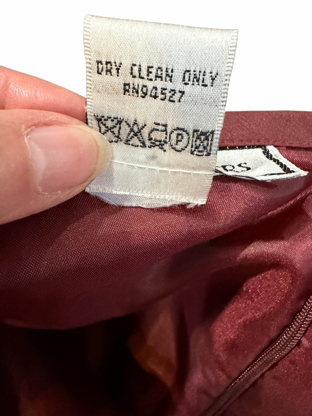 Travis Ayers 100% Silk Dupioni Pencil Skirt Size 16 Burgundy Wine - Picture 4 of 8